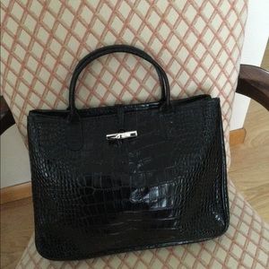 Longchamp Roseau Croc Handbag